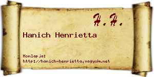 Hanich Henrietta névjegykártya